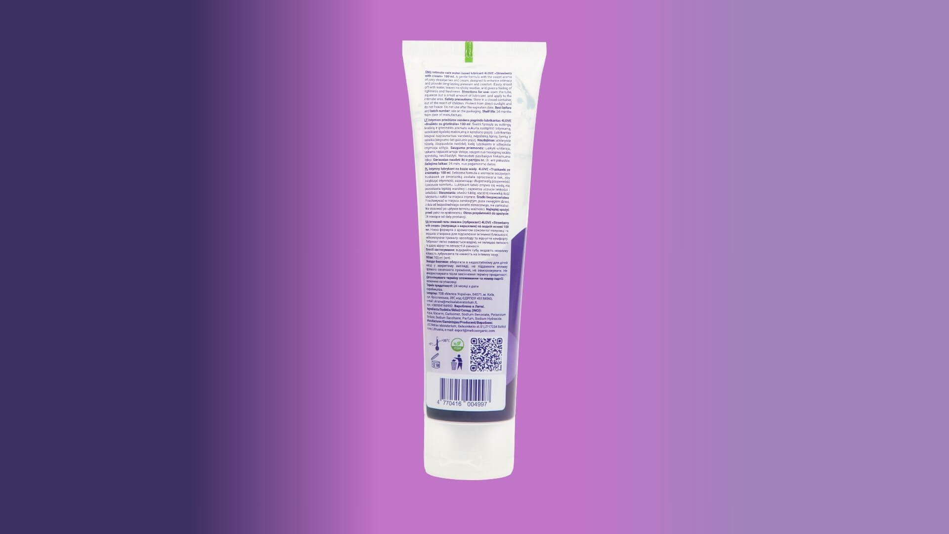 Lubrikantas 4LOVE Braškės su grietinėle, 100 ml 9 strawberry 9 1